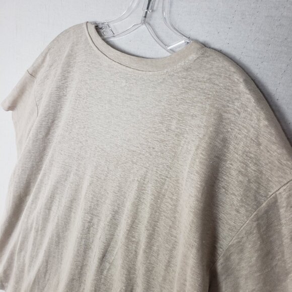 Lou & Grey 100% Linen Boxy Top Tee Light Beige Burnout Minimalist size L Neutral - Picture 11 of 11